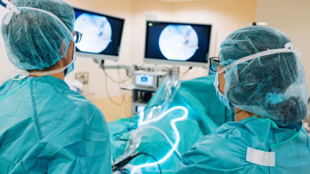 Laparoscopic surgery team in operation theatre